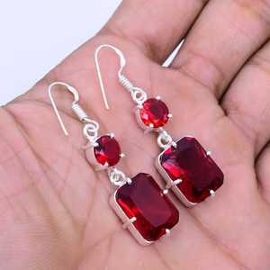 Pendientes colgantes de granate de Mozambique estilo bohemio, plata de ley 925, joyería hecha a mano, pendientes de piedras preciosas naturales para mujer - Product Image 3