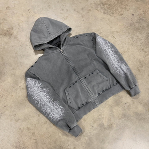 Ensemble survêtement homme personnalisé avec logo, effet délavé vintage, imprimé DTG, sweat à capuche et pantalon de survêtement épais - Product Image 3
