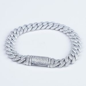 Manufacture HipHop 925 Sterling Silver Rhodium Moissanite Fine Jewelry Luxury Women Men 10mm Chain Link Cuban Bracelet <b>Gift</b> - Product Image 1