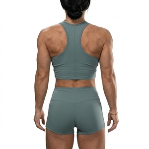 Conjunto Deportivo Transpirable Personalizado para Mujer, Top Deportivo Sin Costuras de Spandex/Nylon y Pantalones Cortos de Cintura Alta, Ropa Deportiva Ajustada, Teñida - Product Image 2