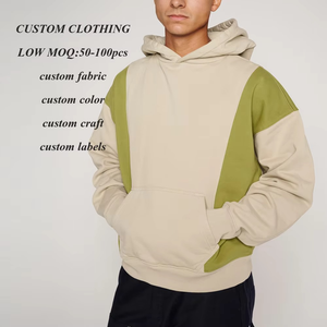 ผู้ผลิต OEM เสื้อฮู้ดดี้ผู้ชายทรงโอเวอร์ไซส์ ดีไซน์ใหม่ สีสันแบบคัลเลอร์บล็อก ผ้าเฟรนช์เทอร์รี่หนา 400gsm รับผลิตตามสั่ง - Product Image 1