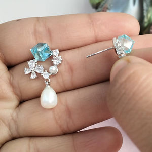 Boucles d'oreilles pendantes en perles d'eau douce, bijoux pour femmes, fournisseur en gros - Product Image 3