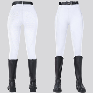 Pantalones de equitación para mujer más vendidos 2026, blancos y azul marino, de elastano/poliéster, cintura media, cierre de cremallera, asiento completo de alta elasticidad - Product Image 3