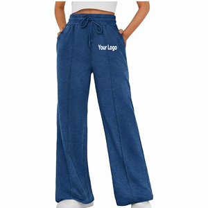 2026 New Arrived Fashionable Streetwear Oversized Sweatpants 100% Cotton Fleece Elastic Waistband Wide Leg <b>Joggers</b> For <b>Women</b> - Product Image 4