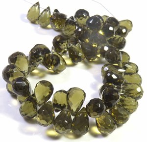 Brown Smoky Quartz Synthetic Hydro Glass Beads 7-10mm Faceted Side Drilled Teardrop Beads 8" Strand High Quality Necklace - Product Image 4