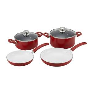 Ensemble de casseroles en céramique antiadhésive en aluminium de la marque HOCA, 4 pièces, couvercles en verre, passe au lave-vaisselle, style américain, pour cuisinières à gaz et à induction - Product Image 5