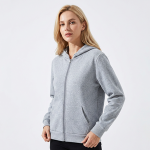 Sweat-shirt à capuche gris pour homme, coupe classique, décontracté, 100% coton, tissu molletonné français, manches longues, vêtement d'automne - Product Image 3