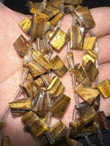 Cuentas de Ojo de Tigre Amarillo AAA+ en Forma de Pepita, Cuentas de Ojo de Tigre Naturales en Forma Decorativa, Cuentas de Piedras Preciosas para Joyería Hecha a Mano - Product Image 2