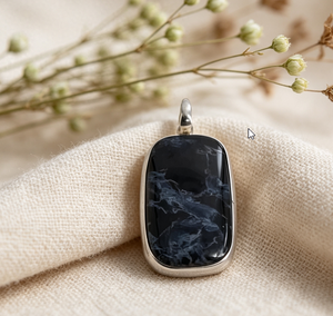 Solitaire Pendant 925 Silver Bezel Set Pietersite Stone Minimalist Design Unisex Everyday Wear - Product Image 1