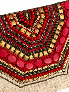 Sac à bandoulière à rabat orné de perles et de pierres, avec franges, pour femme, sac à main de créateur, léger, durable, personnalisable, vente en gros - Product Image 5
