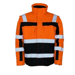 Chaquetas de Trabajo con Cuello Alto, Cierre de Cremallera, Color Naranja y Azul Marino, Manga Larga, Material de Poliéster Impermeable - Product Image 4