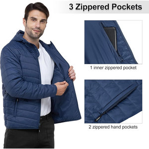 Men's Stylish Cozy Breathable Plus Size Puffer Jacket with Stand Collar Hood Nylon/Polyester Fabric Customizable for Cold Winter - Product Image 4