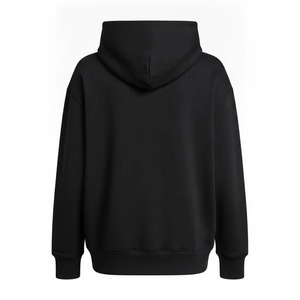 Sweat-shirt à capuche noir pour homme, coupe classique, couleur unie, pull en molleton décontracté avec poche, vêtement d'automne - Product Image 4