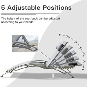 Set of 2 Outdoor Adjustable Backrest Patio <b>Recliner</b> <b>Chairs</b> with Removable Pillow Indoor/Outdoor <b>Beach</b> Sun Loungers - Product Image 4