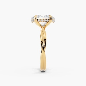 Anillo de Compromiso Solitario con Diamante Cultivado en Laboratorio de Corte Ovalado, Certificado IGI, Banda Trenzada, Engaste de Cuatro Puntas, Oro 10K 14K 18K, Plata 925 935 - Product Image 2