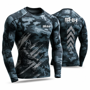 SHH Industries Custom Tactical Spartan Rash Guard <b>Men's</b> Long Sleeve Camo <b>Compression</b> Breathable Eco-Friendly <b>Shirt</b> MMA BJJ - Product Image 5