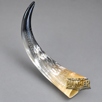 Corne à boire gravée de 14 pouces, tasse en corne naturelle faite à la main avec un design gravé complexe pour les boissons vikings, nordiques et médiévales