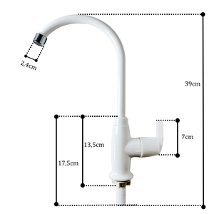 KSN VietNam KSOM-51T9PP Modern White Deck Mounted Single Cold Kitchen Sink <b>Tap</b> Flexible <b>Plastic</b> Gooseneck Water Faucet - Product Image 2