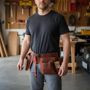 Cinturón de herramientas de carpintero de alta calidad y resistencia con múltiples bolsillos, cinturón de herramientas de cuero para uso profesional a bajo precio. - Product Image 2