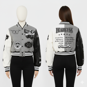 Veste universitaire en laine et cuir personnalisée avec broderie chenille, style streetwear premium unisexe - Product Image 5