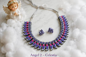 Parure de bijoux Angel 6 Arwena en laiton plaqué, motif goutte d'eau violette, écologique, collier et boucles d'oreilles assortis, idéale pour les cadeaux de fête - Product Image 2