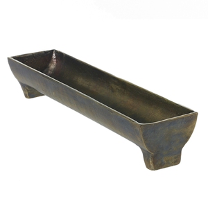 Plateau de service décoratif allongé en bronze rustique sur mesure pour l'aménagement intérieur de luxe – Grand plateau en métal en forme de bateau - Product Image 6