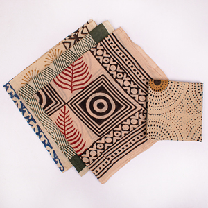 Bohemian Retro Style Cotton Bandana <b>Square</b> <b>Scarf</b> with Hand Block Print Durable Quick Dry for Unisex Pets-Wristband Handkerchief - Product Image 3