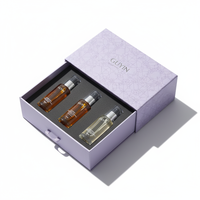 Coffret Cadeau de Luxe Personnalisé Noir 4 Bouteilles Roll-on en Verre Rechargeables de 10 ml pour Échantillons de Parfum, Emballage Cosmétique avec Logo pour Cosmétiques