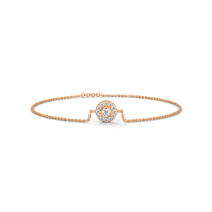 Pulsera de Eslabones Ovalados en Oro Rosa con Halo de Diamantes, Joyería Minimalista para Regalo - Product Image 1