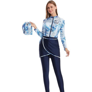 Muslim Women 2-Piece <b>Islamic</b> Burkinis Modest Plus Size Quick Dry Breathable Solid Spandex/Polyester High Beach <b>Print</b> Front - Product Image 4
