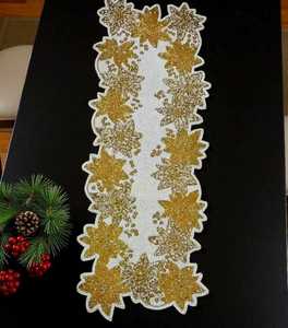 Handmade Fabric <b>Table</b> <b>Mat</b> Customized Shape Luxury Design Green Gold Embroidered Pattern Adjustable Lightweight Eco-Friendly 5mm - Product Image 1