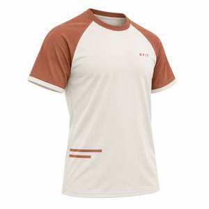 Premium <b>Men</b>’s Ivory Cinnamon <b>Raglan</b> <b>T</b> <b>Shirt</b> Short Sleeve Crew Neck Custom Sportswear Gym Top - Product Image 6