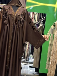Abaya de Alta Calidad, Modesta, Estilo Dubái, con Cuentas y Lentejuelas, Manga Larga, Tradicional Musulmana, Hecha a Mano, para Boda, Transpirable, Cuello en V - Product Image 2