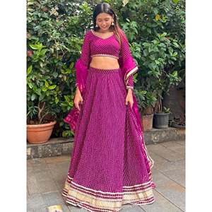 <b>Charming</b> Purple Leheriya Printed Georgette Festival Wear Lehenga Choli for Wedding Apparel - Product Image 4