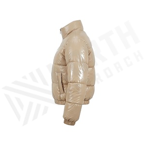 Hooded Quilted Waterproof <b>Bubble</b> Jacket Black Full Sleeve Winter Windproof Cotton Shell Knitted Fabric Polyester Filling Stand - Product Image 3
