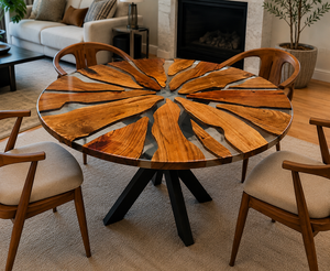 Luxury Clear <b>Epoxy</b> Resin <b>Coffee</b> <b>Table</b> | Handmade Transparent Resin <b>Table</b> | Modern Eco-Friendly Design Agra Heritage Marble - Product Image 3