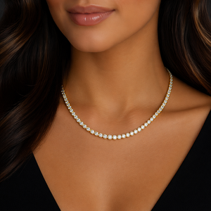 Bold 11 Carat Round Cut Lab Grown Diamond Women Necklace 10k Gold Igi Certified Ef Clarity Fine Jewelry Bezel Setting <b>Neckless</b> - Product Image 1