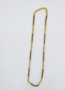 Divyoro Orissa 22k Gold Plated Popcorn <b>Chain</b> Necklace <b>Black</b> Enamel Beads Classic Everyday Wear Multi-Occasion Unisex Jewelry - Product Image 1