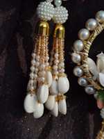 Paranda de mariée en perles blanches et Kundan pour Sangeet, Jaggo et Mehendi - Bijoux Patiala Shahi Choti