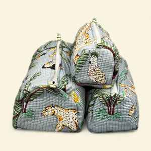 Indian Hand Block Print Toiletry Bag Set 3pc Waterproof Quilted Cotton Makeup Case Jewellery <b>Box</b> Bulk - Product Image 5