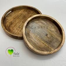 Plateau rond en bois poli durable, bois et résine, bois naturel, plateau décoratif classique pour mariage - Product Image 5