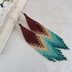 Pendientes de Flecos Hechos a Mano, Pendientes Boho con Cuentas, Pendientes Hechos a Mano, Pendientes de Flecos con Cuentas Boho, Pendientes de Cuentas - Product Image 2