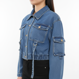 Chaquetas Vaqueras Estampadas para Mujer, Nueva Moda, Chaqueta Vaquera de Lona y Piel de Oveja, Alta Calidad, Superventas, Tendencia, OEM - Product Image 3