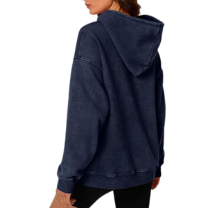 SILKZON INDS Hoodie streetwear original personnalisé en coton tricoté vieilli avec logo brodé sur le devant et manches tombantes pour femme - Product Image 6