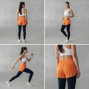 Leggings de sport taille haute pour femmes, longueur intégrale, avec cordon de serrage à la taille, shorts de sport pour la gym, vêtements de sport pour femmes, pantalon court double couche - Product Image 6