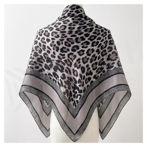Women's Square <b>Silk</b> Scarf Leopard Print Elegant Multi-Functional Fashion Accessory All Seasons - Product Image 2