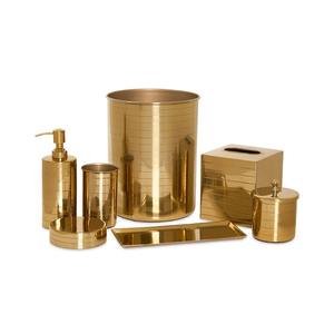 Elegante Juego de Baño de Metal: Dispensador de Papel Higiénico, Jabonera, Portacepillos de Dientes y Cubo de Basura - Product Image 1