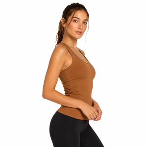 woman tank top modern slim fit comfortable fabric moisture control ideal for workout active lifestyle casual outfits OEM - Product Image 4