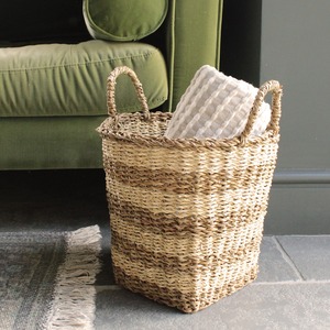 Panier de rangement rayé en jonc de mer naturel, fait main, vente en gros, écologique, fabriqué au Vietnam - Product Image 3