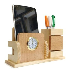 Promotional Wood Pen Stand Multifunction Pen <b>Holder</b> With Clock Factory Custom Natural Wood Multi-function <b>Business</b> <b>Card</b> <b>Holder</b> - Product Image 2